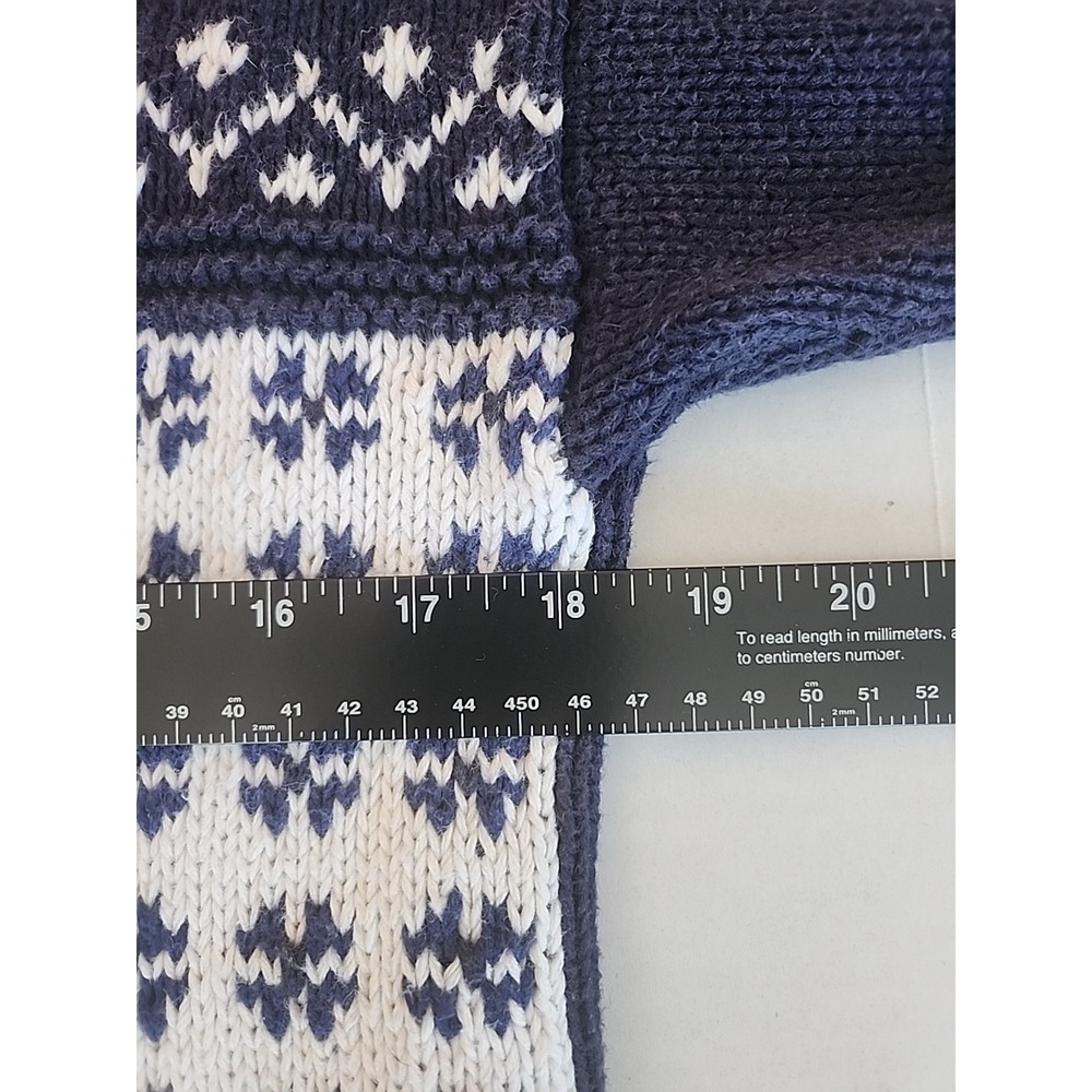 Womens Chunky Fair Isle Patchwork Pullover Sweater‎ M Blue White Coastal Grandma - Picture 5 of 8